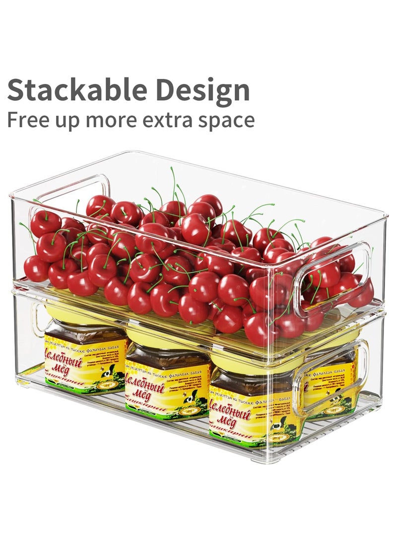 ON MART Stackable Acrylic Fridge Organizer Sturdy Pantry And Refrigerator Storage Containers Bins With Handles | For Bathroom, Kitchen Cabinet, Pantry, Home Organization | Large | Pack of 02 - Image 2