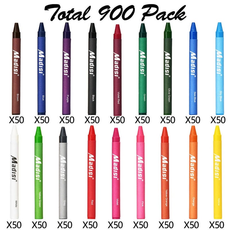 Madisi Crayon Bulk pack, Regular Size, 18 Colors, 900 Count - Image 2