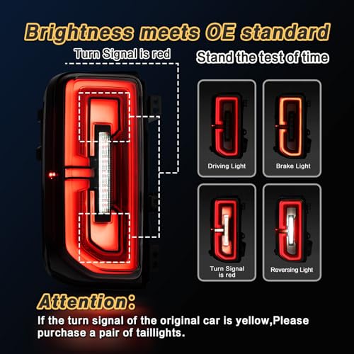 STRAUTOS LED Tail Lights Compatible with 2021-2025 Ford Bronco OE Factory Style Red Turn Signal Assemblies 1 Pair Replace M2DZ13404B M2DZ13405B - Image 2