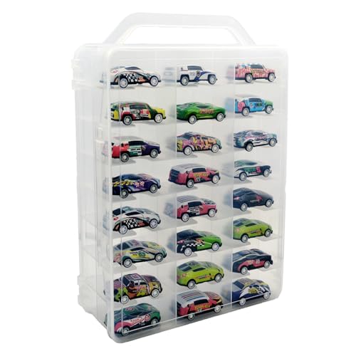Adevar Double Sided 164 Scale Toy Car Storage Case Compatible with Matchbox Car Hot Wheels Storage Case46 Slot Transparent Organizer for 48 Toy CarsCase Only - Image 1