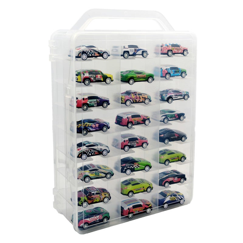Adevar Double Sided 164 Scale Toy Car Storage Case Compatible with Matchbox Car Hot Wheels Storage Case46 Slot Transparent Organizer for 48 Toy CarsCase Only - Image 2
