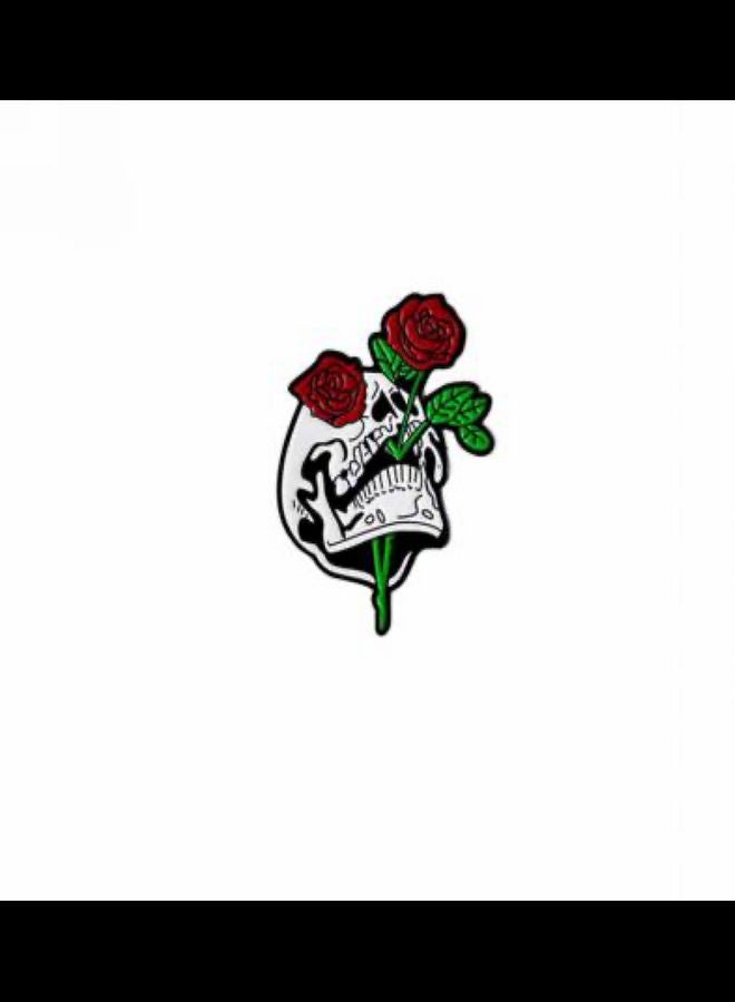 NIBEMINENT Skull Face With Flower Brooch - Image 1