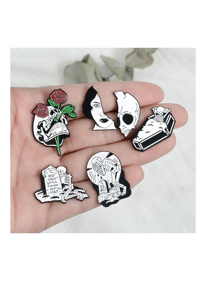 NIBEMINENT Skull Face With Flower Brooch - Image 3