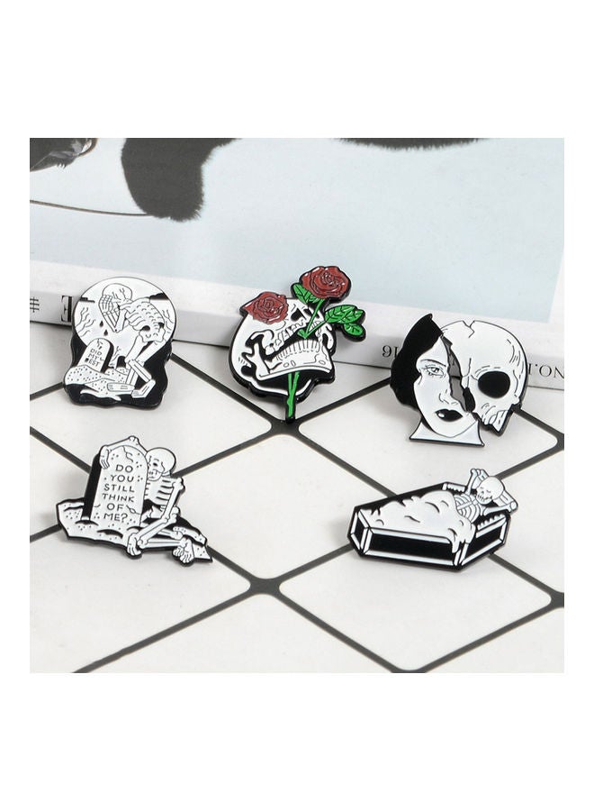 NIBEMINENT Skull Face With Flower Brooch - Image 2