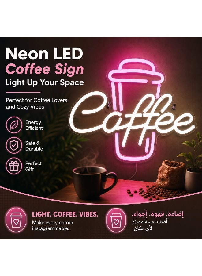 لوحة نيون قهوة LED تعمل بمنفذ USB مع التحكم بالسطوع - ديكور رومانسي للمطبخ والمقاهي والمكتب، هدية مثالية. - Image 2