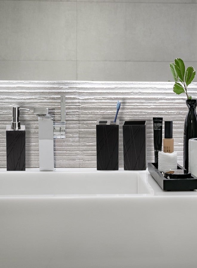 XHMAXE Bathroom Accessory-6Pcs Black Bathroom Accessories Set Includes Soap Dispenser, Toothbrush Holder and Cup, Soap Dish, Toilet Brush and Holder, Qtip Holder - Image 5