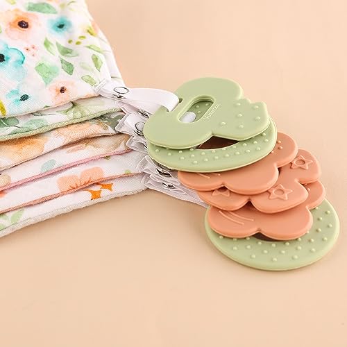 Vuminbox Muslin Baby bibs 6-Pack and Teething Toys 6-Pack Made with 100% Organic Cotton, Absorbent and Soft For Baby girl - Image 4