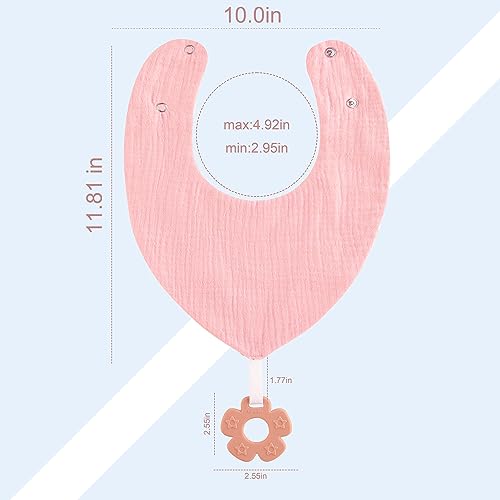 Vuminbox Muslin Baby bibs 6-Pack and Teething Toys 6-Pack Made with 100% Organic Cotton, Absorbent and Soft For Baby girl - Image 5