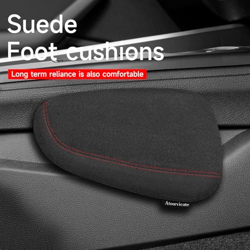 Atsorvicate Alcantane style car leg knee pads memory foam car center console knee cushions car leg pads protect knee and leg elbow pads car copilot Universa version (Red line lift leg pad) - Image 2