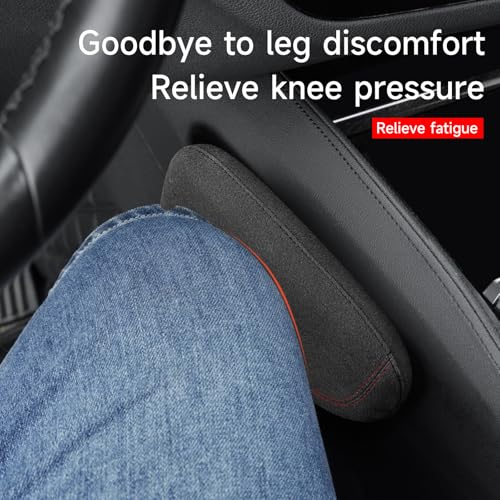 Atsorvicate Alcantane style car leg knee pads memory foam car center console knee cushions car leg pads protect knee and leg elbow pads car copilot Universa version (Red line lift leg pad) - Image 3