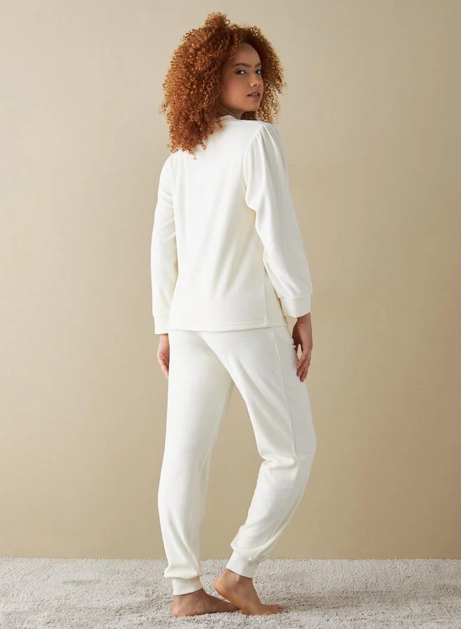 سبلاش فيڤ Plush Applique Detail T-shirt and Pyjama Set