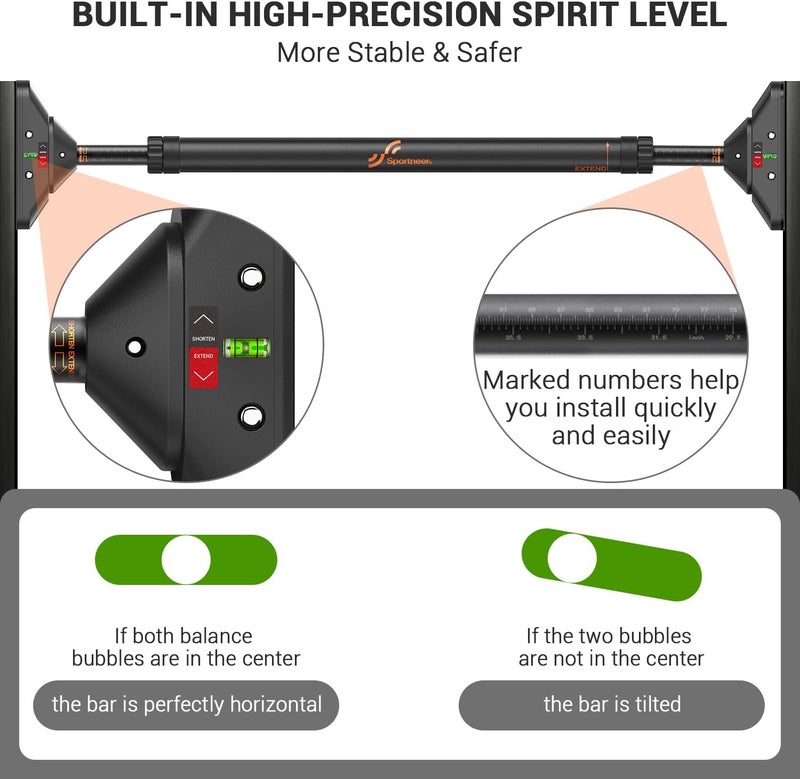 Cyber Strength Training Chin up Bar without Screws - Adjustable 72-95cm Width Locking Mechanism Pull-up Bar for Doorway - Max Load 200kg for Home Gym Upper Body Workout Non-slip - Image 5