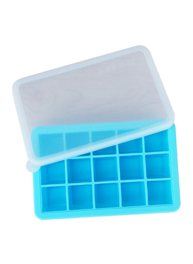 NIBEMINENT Silicone Ice Cube Tray With Lid Blue/Clear 19.5x4x12.5cm - Image 1