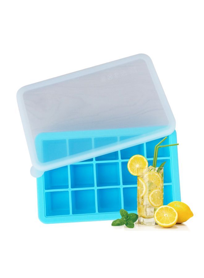 NIBEMINENT Silicone Ice Cube Tray With Lid Blue/Clear 19.5x4x12.5cm - Image 2