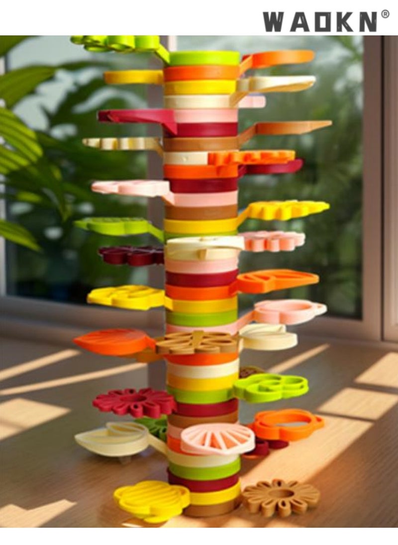 WAOKN 35 PCS Stacking Tree Toy, Early Education Learning Tool,Colorful Ring Stacker for Toddlerse, Ideal for Playtime and Cognitive Growth，Balance Building Stacking Tree,, Fun and Educational Activity  - Image 3