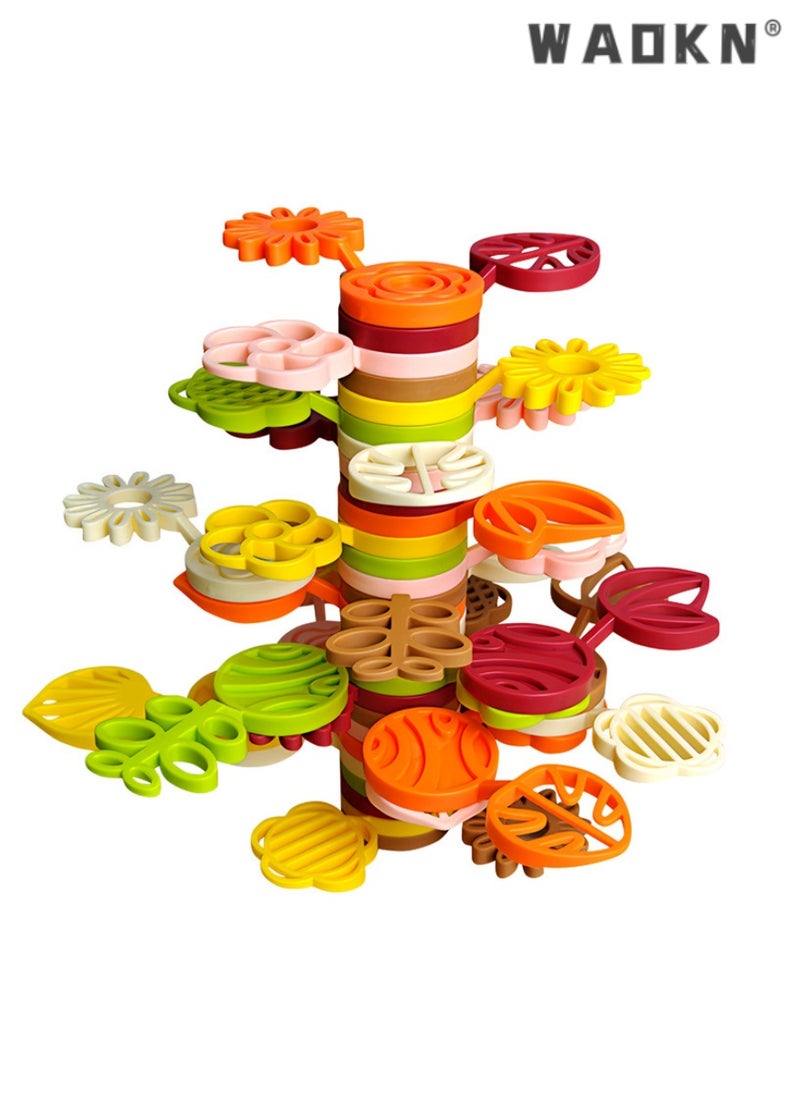 WAOKN 35 PCS Stacking Tree Toy, Early Education Learning Tool,Colorful Ring Stacker for Toddlerse, Ideal for Playtime and Cognitive Growth，Balance Building Stacking Tree,, Fun and Educational Activity  - Image 1