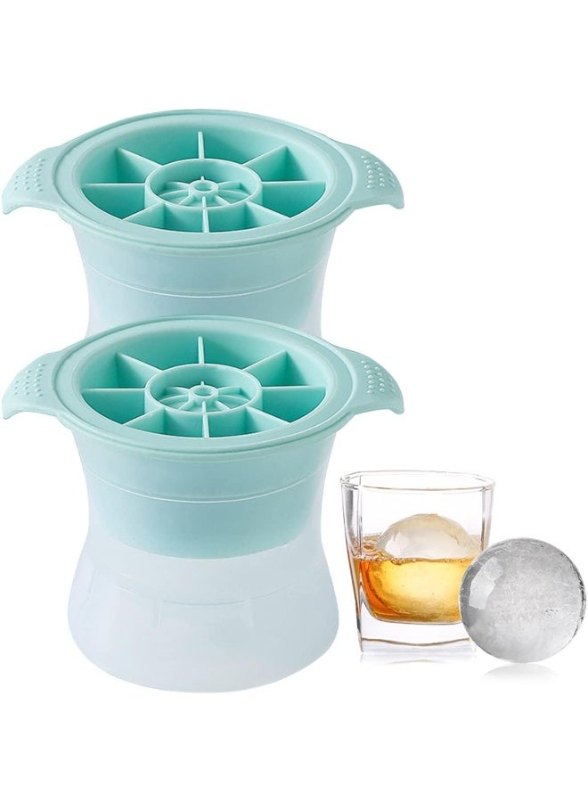 IBAMA Set of 2 Sphere Ice Cube Molds, Leak Free Silicone Ice Molds, Slow Melting DIY Ice Ball for Cocktail Whiskey Drink Spirits, Cocktail Novelty Drink Molds Blue - Image 1
