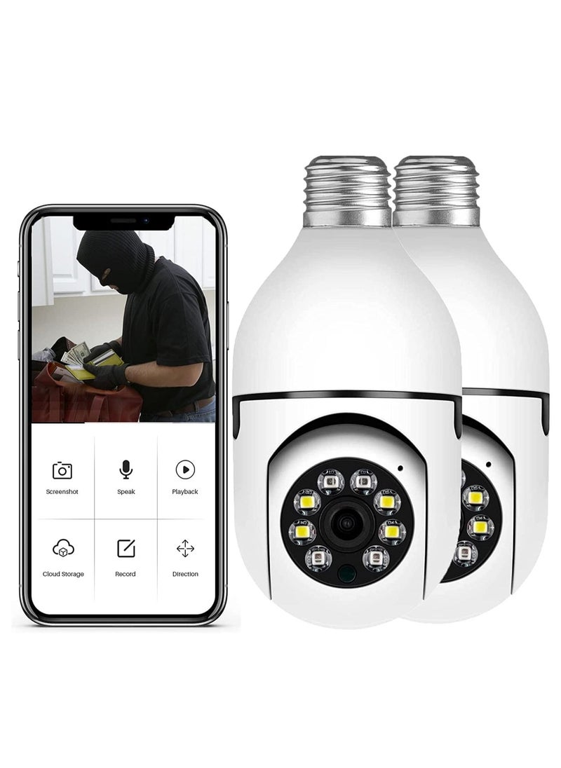 Generic - 2Pcs Light Bulb Security Camera 2.4GHz & 5G WiFi Outdoor, 1080P E27 Light Socket Security Camera, Indoor 360° Home Security Cameras, Full Color Day and Night, - Image 1