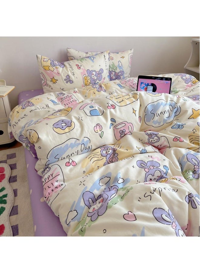 4-Piece Cartoon Anime Cotton Comfortable Set Bed Sheet Set Children'S Day Gift Birthday Gift - Image 1
