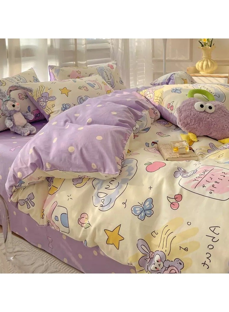 4-Piece Cartoon Anime Cotton Comfortable Set Bed Sheet Set Children'S Day Gift Birthday Gift - Image 4