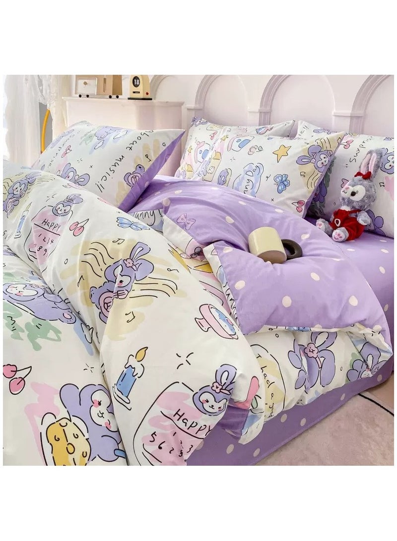 4-Piece Cartoon Anime Cotton Comfortable Set Bed Sheet Set Children'S Day Gift Birthday Gift - Image 3