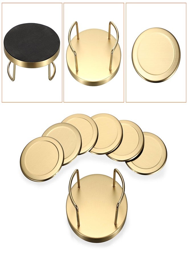 JUXYES Set of 6 Stainless Steel Round Coasters with Holder & Sponge Bottom, Golden Metal Cup Coasters Set Stunning Cool Coaster Cups Mats Decor for Restaurant Kitchen bar Dining Table - Image 5
