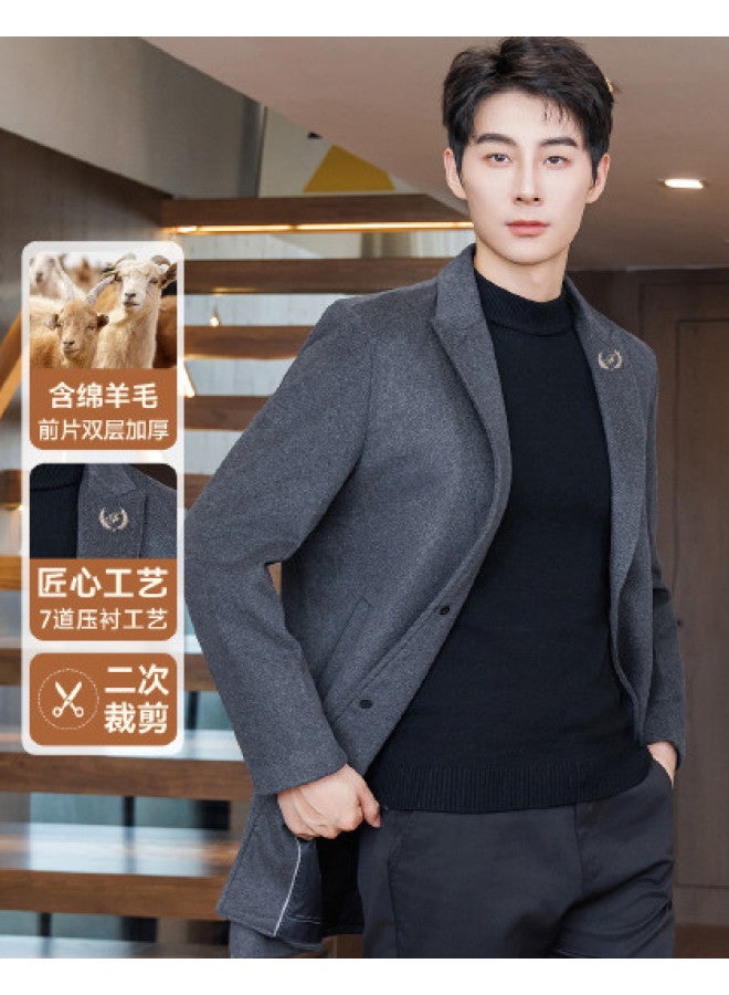 Fapai Autumn/winter Men's Casual Versatile Single-breasted Double-layer Thickened Wool Men's Suit - Image 1