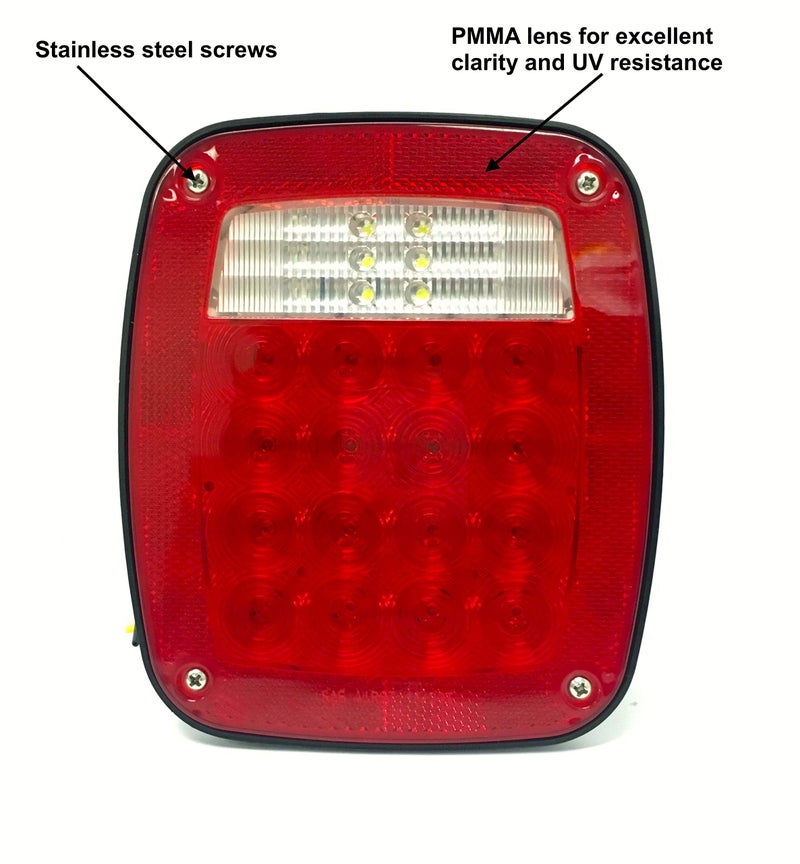 MaxxHaul 80685 Universal Square 12V Combination 28 LED Signal Tail Light - For Truck Trailer Boat Jeep SUV RV Vans Flatbed 2 Pack - Image 2