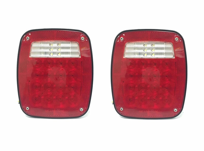 MaxxHaul 80685 Universal Square 12V Combination 28 LED Signal Tail Light - For Truck Trailer Boat Jeep SUV RV Vans Flatbed 2 Pack - Image 1