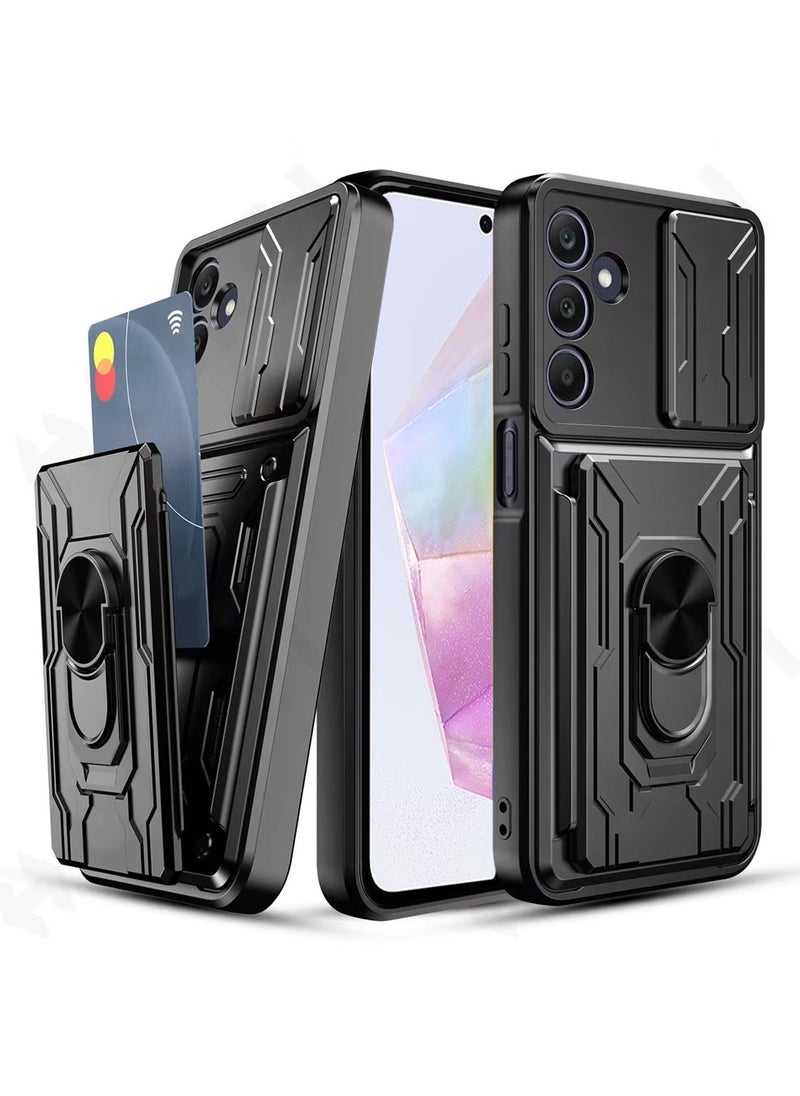 Techie Samsung Galaxy A35 Slide Armor Case with 360° Ring, Magnetic Stand, Card Holder, Camera Shield & Mil-Grade Drop Protection  - Image 1
