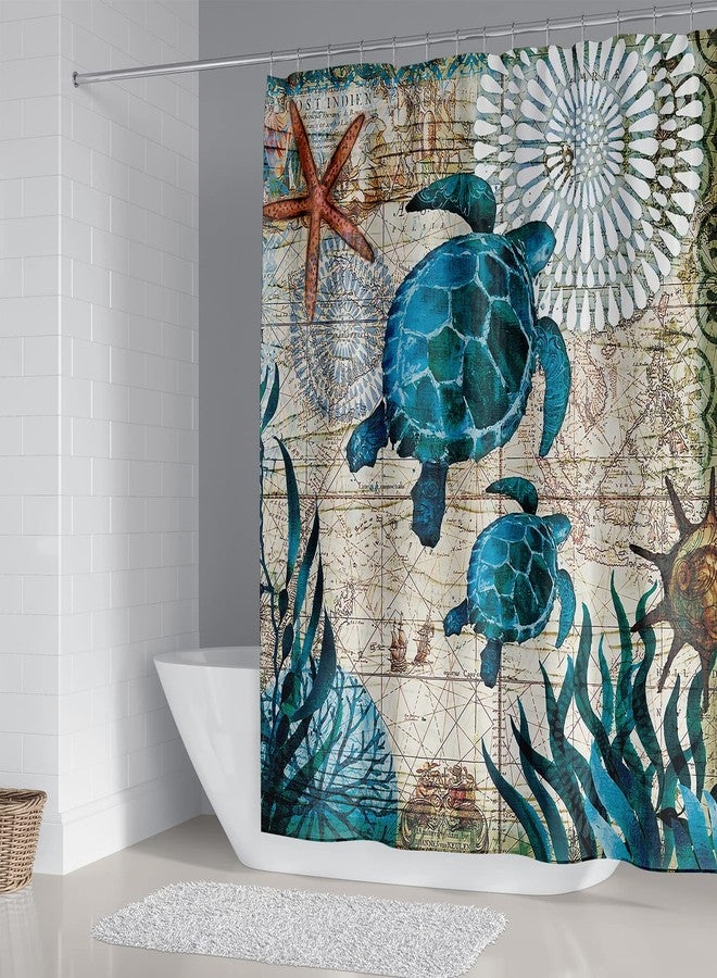 DDS-DUDES Sea Turtle Shower Curtain Set for Bathroom, Ocean Bathroom Sets with Shower Curtain and Rugs Polyester Fabric Waterproof Curtains with Hooks 71" x 71" (Ocean 1) - Image 2