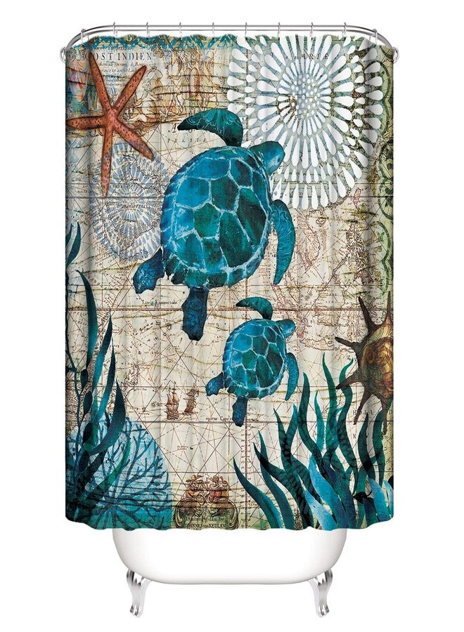 DDS-DUDES Sea Turtle Shower Curtain Set for Bathroom, Ocean Bathroom Sets with Shower Curtain and Rugs Polyester Fabric Waterproof Curtains with Hooks 71" x 71" (Ocean 1) - Image 3