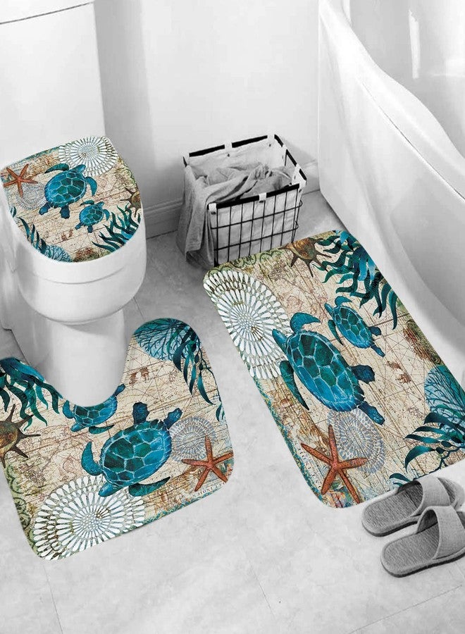 DDS-DUDES Sea Turtle Shower Curtain Set for Bathroom, Ocean Bathroom Sets with Shower Curtain and Rugs Polyester Fabric Waterproof Curtains with Hooks 71" x 71" (Ocean 1) - Image 4