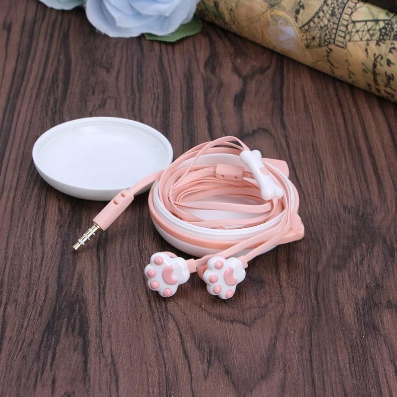 Cat Paw In Ear Headphones with Microphone Storage Case for 3 5mm Port Devices - Image 3