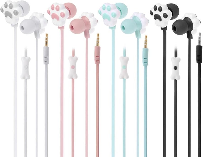 Cat Paw In Ear Headphones with Microphone Storage Case for 3 5mm Port Devices - Image 4