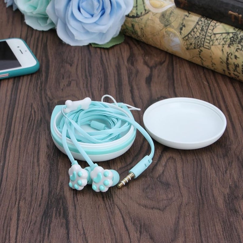 Cat Paw In Ear Headphones with Microphone Storage Case for 3 5mm Port Devices - Image 5