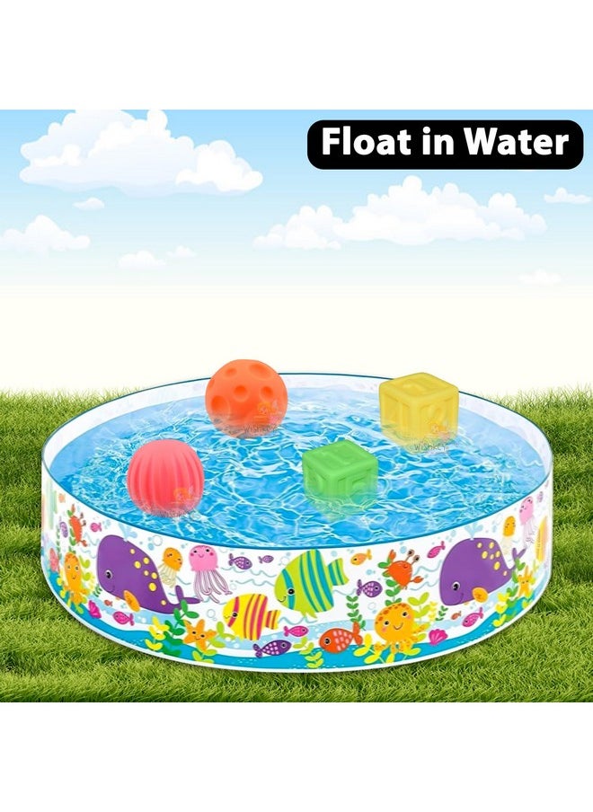 Wishkey - WISHKEY Plastic Bath Toys Set for Babies, Non-Toxic BPA Free Material, Squeaky Bath Toys, Ball and Cube Shapes Floating Chu Chu Toys for Joyful Baths for Toddlers, Multicolor, 6+ Months (Set of 6) - Image 1
