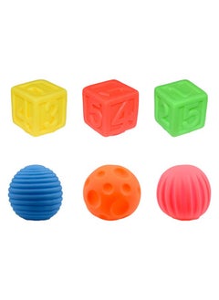WISHKEY Plastic Bath Toys Set for Babies, Non-Toxic BPA Free Material, Squeaky Bath Toys, Ball and Cube Shapes Floating Chu Chu Toys for Joyful Baths for Toddlers, Multicolor, 6+ Months (Set of 6)