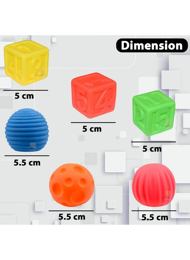 Wishkey - WISHKEY Plastic Bath Toys Set for Babies, Non-Toxic BPA Free Material, Squeaky Bath Toys, Ball and Cube Shapes Floating Chu Chu Toys for Joyful Baths for Toddlers, Multicolor, 6+ Months (Set of 6) - Image 1