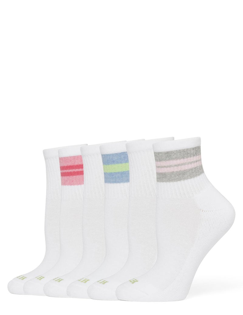 HUE Women's Mini Crew Sock 6 Pair Pack, Heather Stripe - 6 Pair Pack, One Size - Image 1