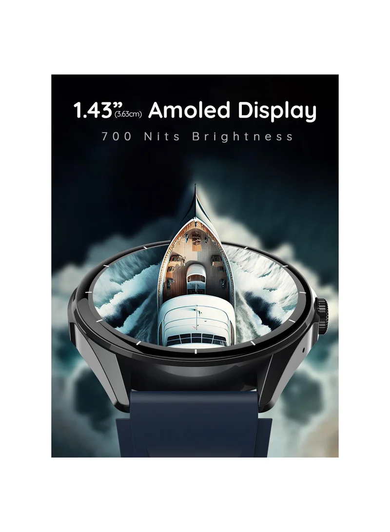 Pebble Cosmos Valor 1.43" AMOLED Display Smartwatch, Bright HD Display (700 Nits), Always-On Display, Bluetooth Calling, Health Suite, AI Voice Assistance, Multiple Sports Modes