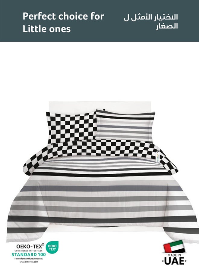 Cotton home طقم أغطية لحاف أطفال من القطن 4 قطع - 160x220 تصميم سلايت سكتش 100% قطن فاخر - Image 2