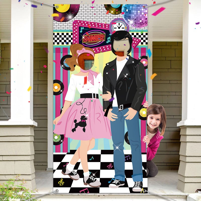 Irenare 50s Party Decorations for Parties, Large 50's Photo Diner Backdrop, Back to 50's Rock and Roll Banner Backdrop, 1950's Background Photo Booth Prop for Baby Shower Birthday Party Supply - Image 1