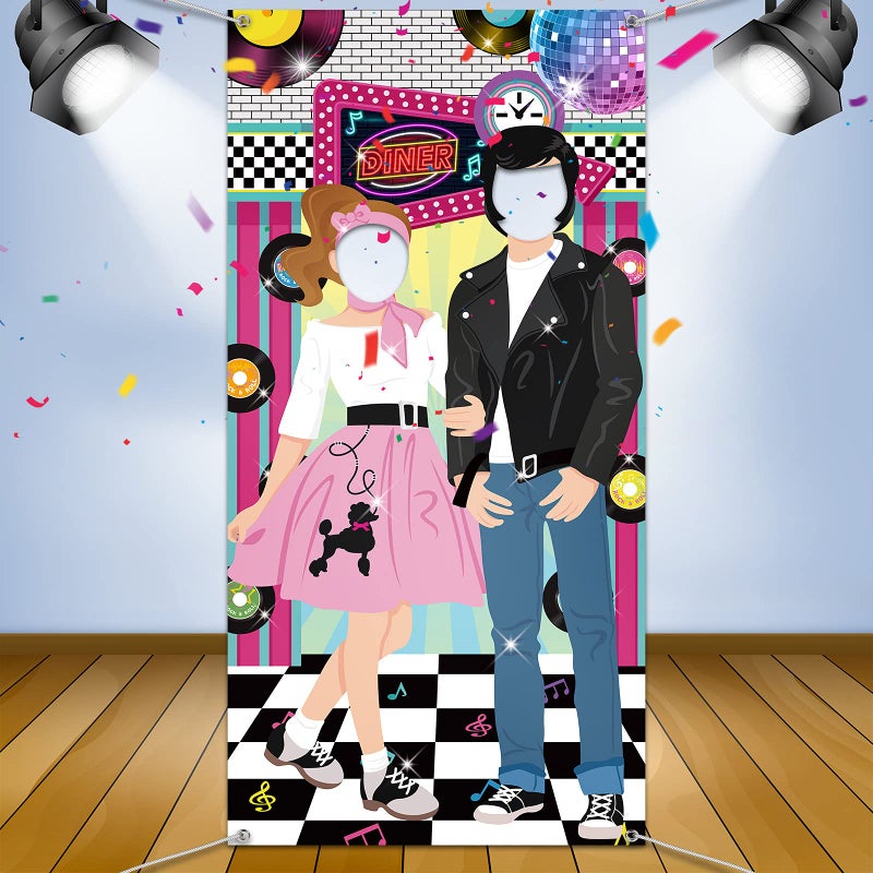 Irenare 50s Party Decorations for Parties, Large 50's Photo Diner Backdrop, Back to 50's Rock and Roll Banner Backdrop, 1950's Background Photo Booth Prop for Baby Shower Birthday Party Supply - Image 4