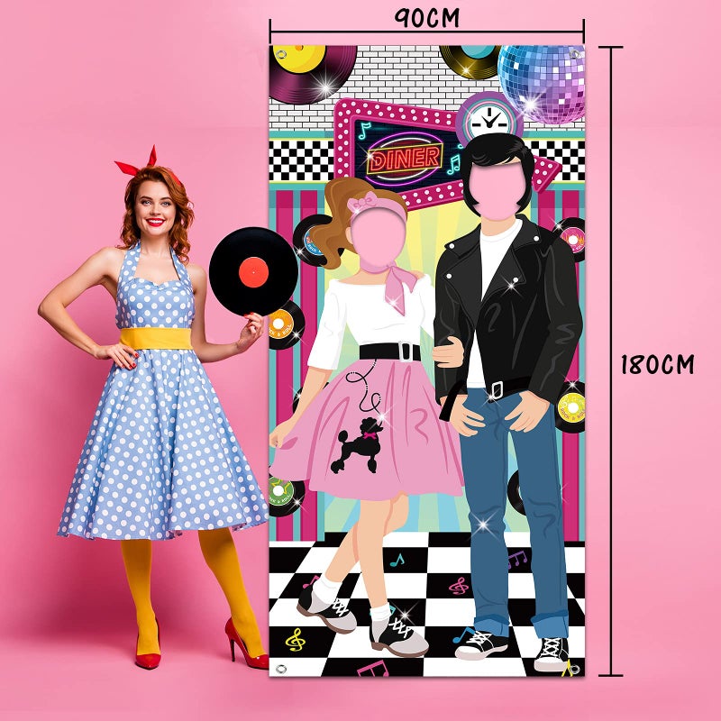 Irenare 50s Party Decorations for Parties, Large 50's Photo Diner Backdrop, Back to 50's Rock and Roll Banner Backdrop, 1950's Background Photo Booth Prop for Baby Shower Birthday Party Supply - Image 2
