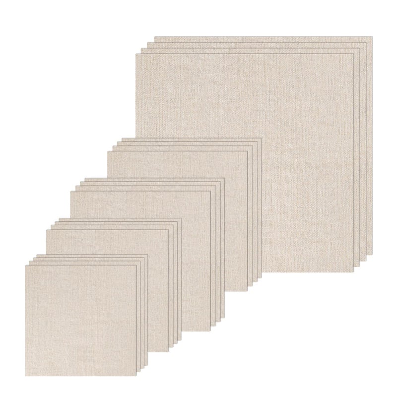 LOVOUS 20 PCS Linen Embroidery Fabric, Pre-Cut Solid Color 5 Different Sizes 5.9 to 19.6inch Embroidery Cloth Fabric Squares, Needlework Sewing Quilting Cloth for DIY Garment Crafts Project, Natural Color - Image 1