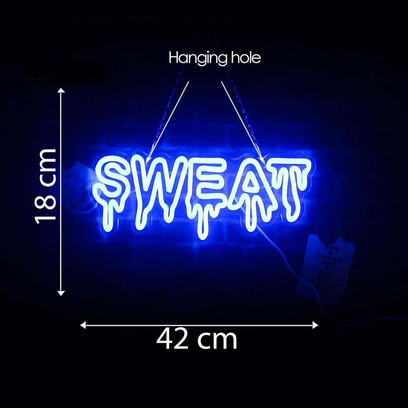 Horoof Home SWEAT Neon LED Wall Light - Blue Acrylic Drip Font for Gym and Home Workout - Image 2