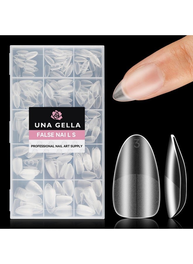 UNA GELLA نصائح أظافر لوز قصيرة 312 قطعة نصائح أظافر جل X قصيرة شكل لوز 15 حجم نصائح أظافر جل ناعمة سطح غير لامع كامل أظافر أكريليك مزيفة لا حاجة للتشذيب لتمديد الأظافر صالون DIY - Image 1