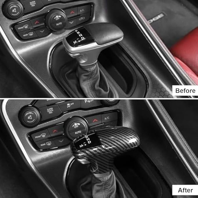 rayihni Carbon Fiber Gear Shift Knob Cover Trim Compatible for Dodge Compatible with Challenger  Dodge Charger Accessories20152022  Durango 20182022 - Image 3