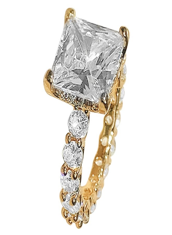 Peora American Diamond Studded Gold Plated Finger Ring Fashion Wear Stylish Jewellery Gift for Girls & Women (PX8R96) - Valentines Gift for Her - Image 1